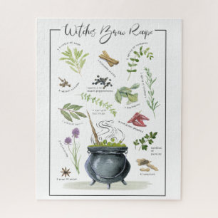 Modern Vintage Halloween cauldron recipe 1 Jigsaw Puzzle