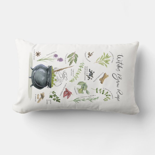 Modern Vintage Halloween cauldron recipe 1 Lumbar Pillow (Front)