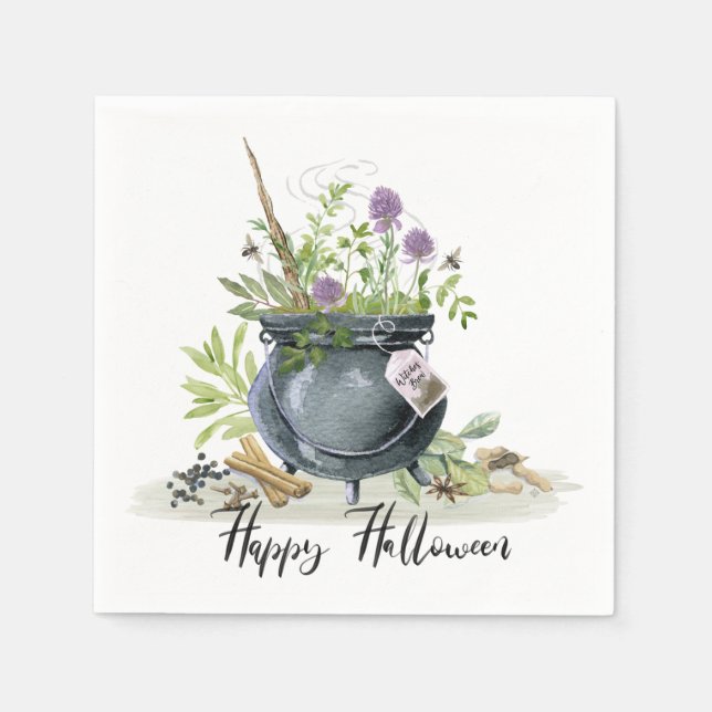 Modern Vintage Halloween cauldron recipe 1 Napkins (Front)