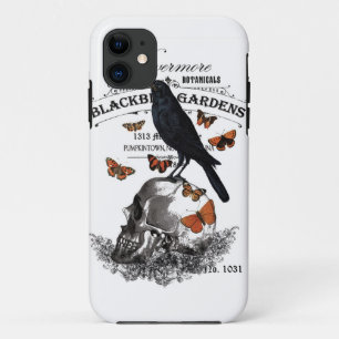 modern vintage halloween crow and skull iPhone 11 case