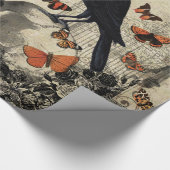 modern vintage halloween crow and skull wrapping paper (Corner)