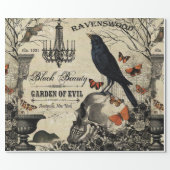 modern vintage halloween crow and skull wrapping paper (Flat)