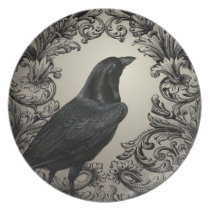 modern vintage halloween crow melamine plate modern vintage halloween crow melamine plate