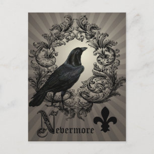 modern vintage halloween crow postcard