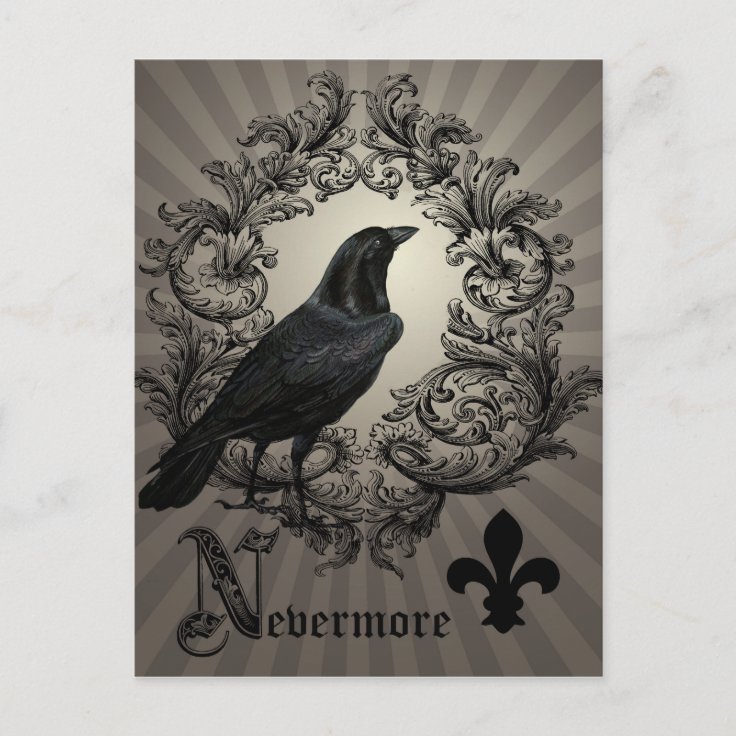modern vintage halloween crow postcard | Zazzle