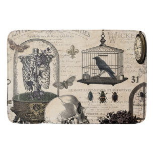 Modern Vintage Halloween Garden Bath Mat