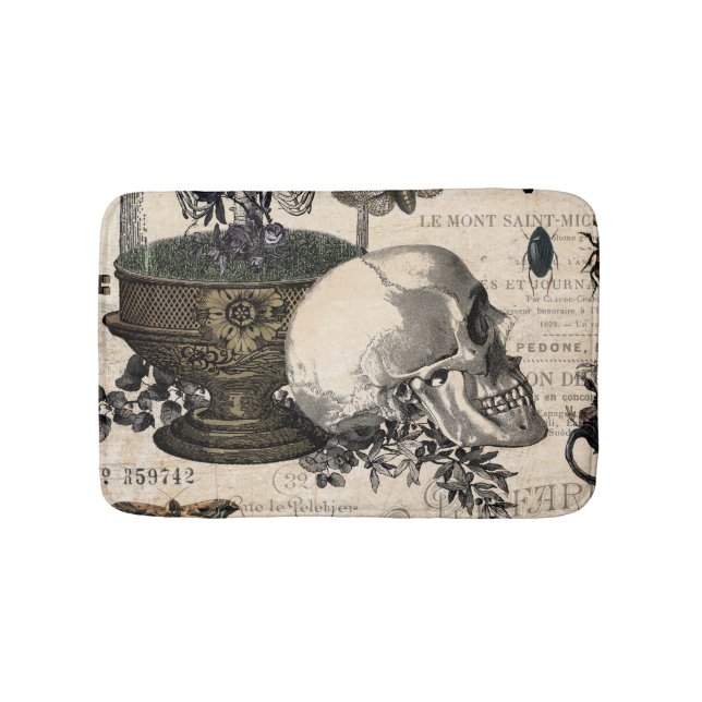 Modern Vintage Halloween Garden Bathroom Mat (Front)