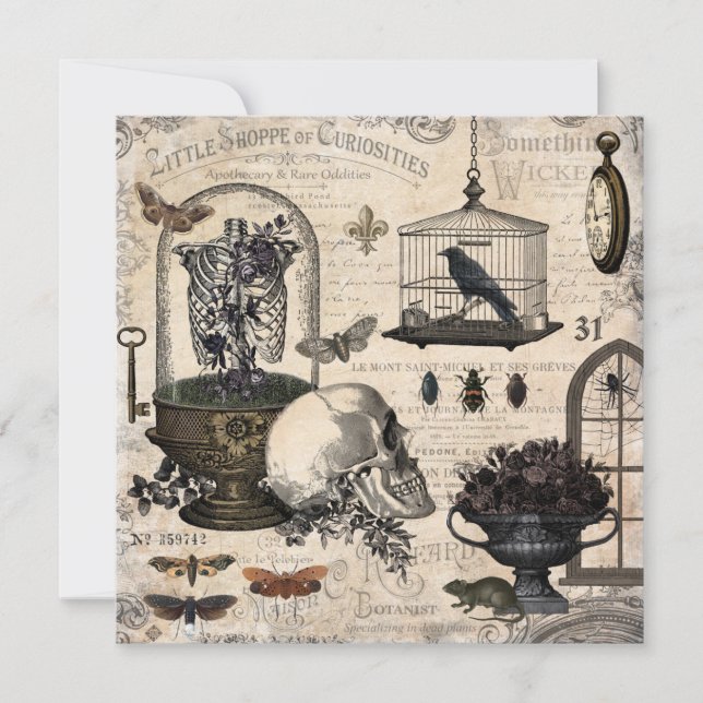 Modern Vintage Halloween Garden Card (Front)