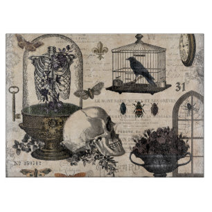 Modern Vintage Halloween Garden Cutting Board