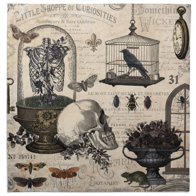 Modern Vintage Halloween Garden Napkin (Front)
