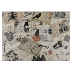 Modern vintage Halloween postcards Cutting Board