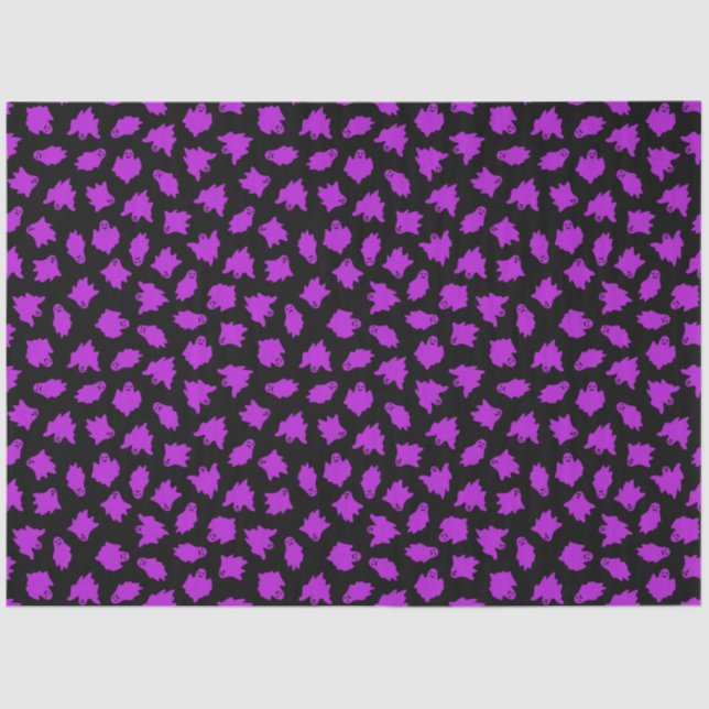Modern Vintage Halloween Purple Ghost Tissue Paper (Front)