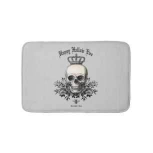 Modern Vintage Halloween skull and crown Bathroom Mat