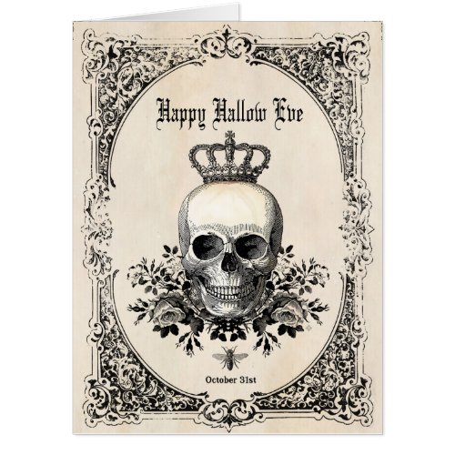 Modern Vintage Halloween skull and crown Card
