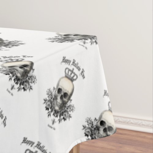Modern Vintage Halloween skull and crown Tablecloth