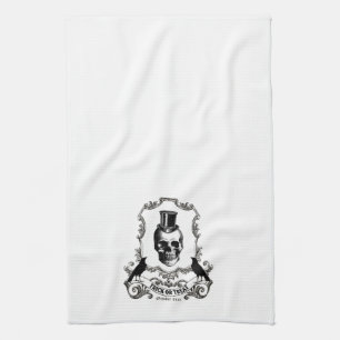 Modern Vintage Halloween skull Kitchen Towel