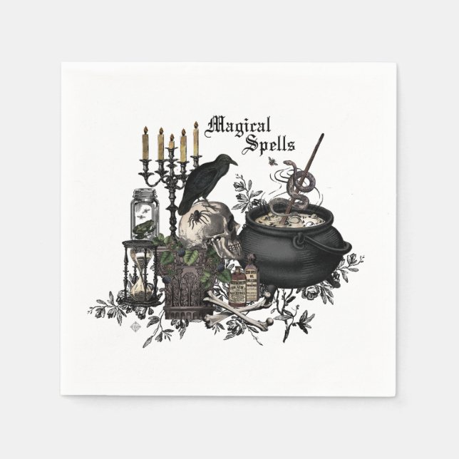 Modern vintage Halloween skull Paper Napkins (Front)