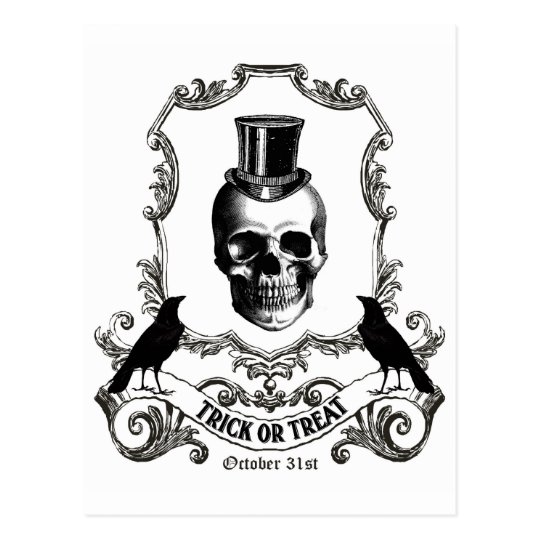 Modern Vintage Halloween skull Postcard | Zazzle.com