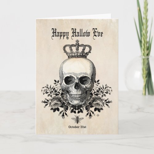 Modern Vintage Halloween skull with crown Card