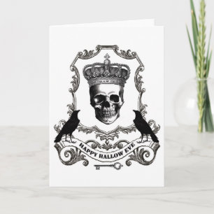 Modern vintage Halloween skull with crown Card