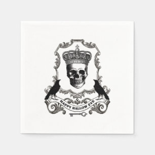 Modern vintage Halloween skull with crown Paper Napkins