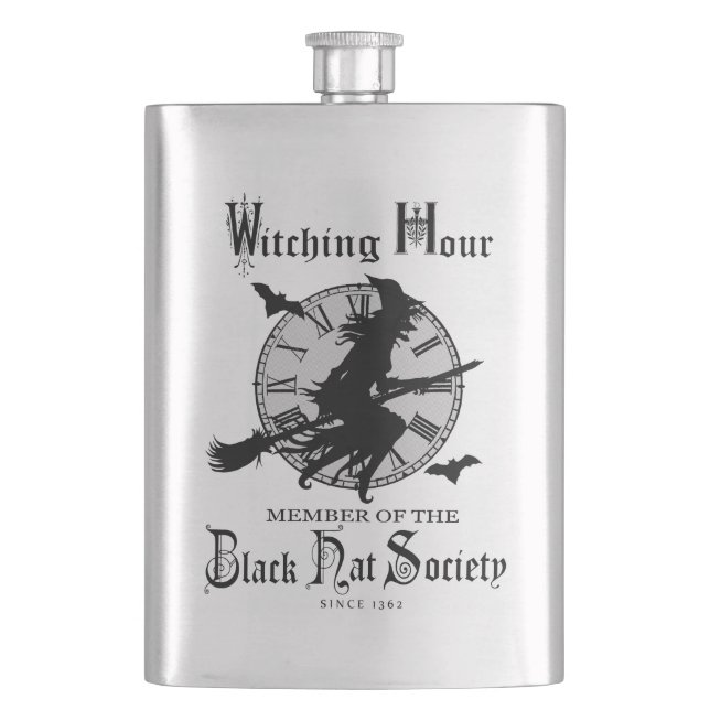 Modern Vintage Halloween witch Flask (Front)