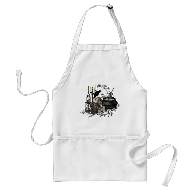 Modern vintage Halloween WITCHES BREW Adult Apron (Front)