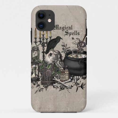 Modern vintage Halloween WITCHES BREW iPhone 11 Case