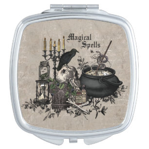 Modern vintage Halloween WITCHES BREW Compact Mirror