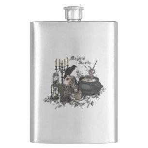 Modern vintage Halloween WITCHES BREW Flask