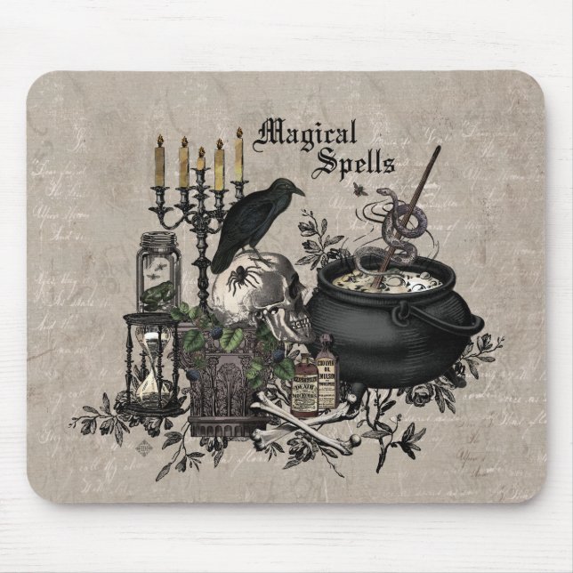 Modern vintage Halloween WITCHES BREW Mouse Pad (Front)