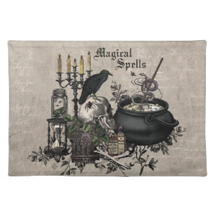 Modern vintage Halloween WITCHES BREW Placemat