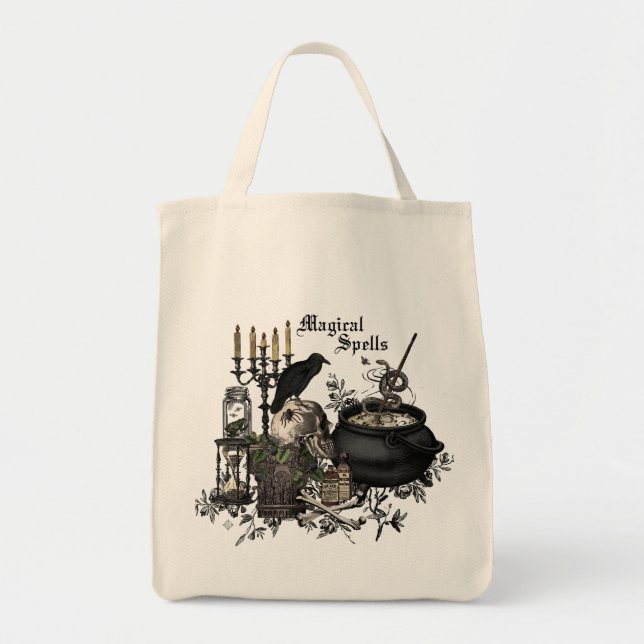 Modern vintage Halloween WITCHES BREW Tote Bag (Front)