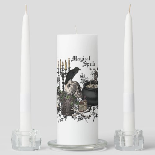 Modern vintage Halloween WITCHES BREW Unity Candle Set