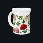 modern vintage holiday floral 5 beverage pitcher<br><div class="desc">Modern Vintage Christmas flowers  Designs by Heather Myers</div>