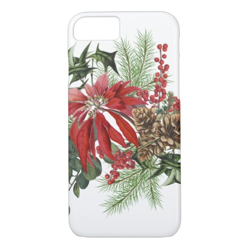 modern vintage holiday poinsettia floral iPhone 87 case