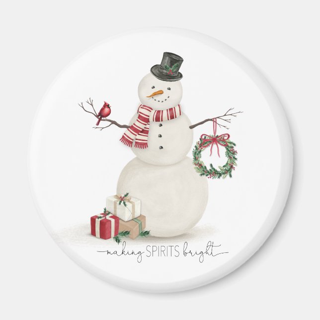 Modern vintage Holiday snowman Magnet (Front)