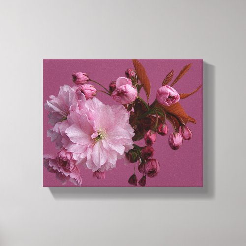 Modern vintage hot pink blush cherry flowers boho  canvas print