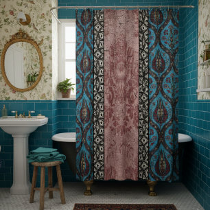 Modern Vintage Inspired Floral Design Shower Curtain