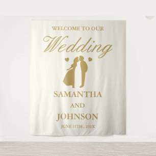 Modern Vintage Ivory Wedding Welcome Backdrop