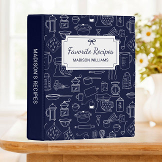 Modern Vintage Kitchen Utensil Recipe Cookbook Mini Binder
