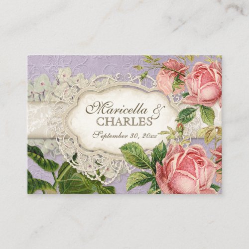 Modern Vintage Lace Tea Stained Hydrangea n Roses Enclosure Card