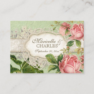 Modern Vintage Lace Tea Stained Hydrangea n Roses Enclosure Card