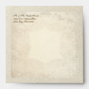 Modern Vintage Lace Tea Stained Hydrangea n Roses Envelope