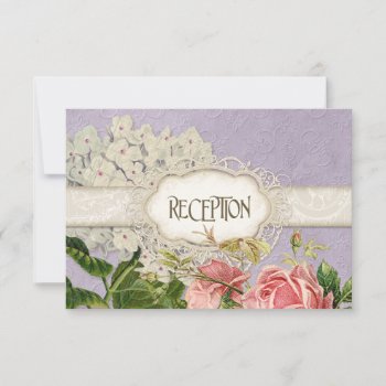Modern Vintage Lace Tea Stained Hydrangea N Roses Invitation by VintageWeddings at Zazzle