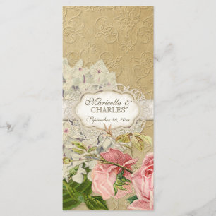 Modern Vintage Lace Tea Stained Hydrangea n Roses Menu