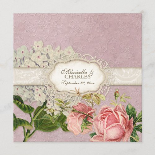 Modern Vintage Lace Tea Stained Hydrangea n Roses Menu