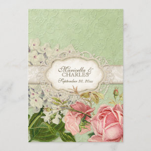 Modern Vintage Lace Tea Stained Hydrangea n Roses Menu