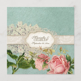 Modern Vintage Lace Tea Stained Hydrangea n Roses Menu