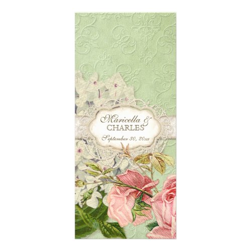 Modern Vintage Lace Tea Stained Hydrangea n Roses Rack Card